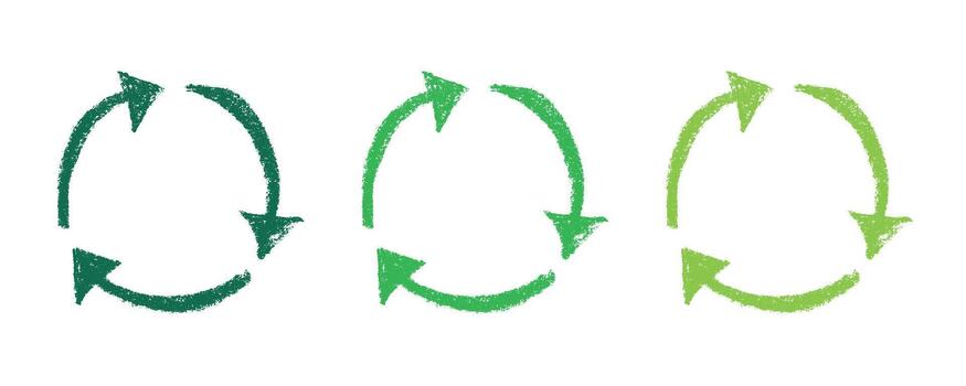 pictogram pollution Hand drawn recycle arrow icon Recycling resources symbol Reuse of materials, zero waste, green environment, saving the planet vector