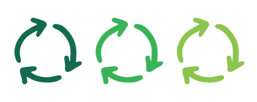 pictogram concept Hand drawn recycle arrow icon Recycling resources symbol Reuse of materials, zero waste, green environment, saving the planet vector