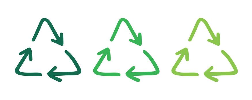 Hand drawn recycle arrow icon Recycling resources symbol Reuse of materials, zero waste, green environment, saving the planet pictogram rotation vector