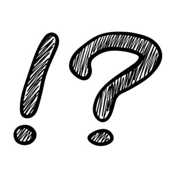 Hand drawn exclamation mark and question mark clipart Single element for design info message vector