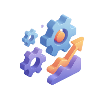 meerdere 3d versnellingen en een naar boven trending pijl symboliseert werkwijze optimalisatie en bedrijf groei geïsoleerd Aan transparant achtergrond png