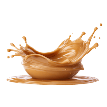 Rico caramelo de colores líquido salpicaduras desde un superficial cuenco creando dinámica olas aislado en transparente antecedentes png