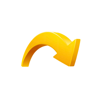 curvo giallo freccia icona puntamento sinistra nel un' tre dimensionale interpretazione stile isolato su trasparente sfondo png