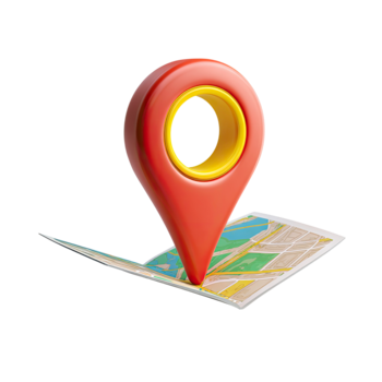 3D map pin icon with a red marker on a folded map showing directions isolated on transparent background png