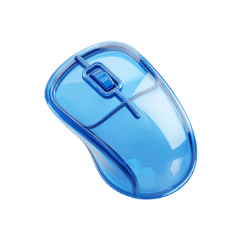 blu traslucido computer topo con scorrere ruota isolato su trasparente sfondo png