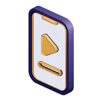 3d smartphone con media giocatore giocare pulsante e progresso bar isolato su trasparente sfondo png