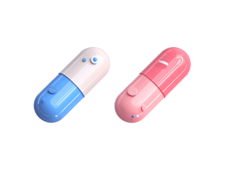 Due colorato capsula oggetti incarnando moderno concetti di Salute e digitale soluzioni isolato su trasparente sfondo png