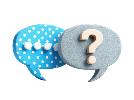 två 3d Tal bubblor representerar kommunikation och en fråga mark isolerat på transparent bakgrund png