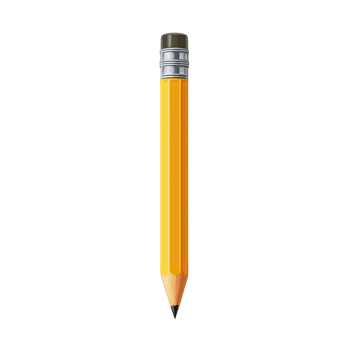 Yellow pencil with a grey eraser and sharpened graphite tip for writing or drawing isolated on transparent background png
