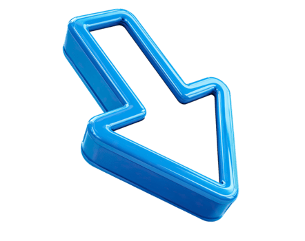 3d blu freccia puntamento giù e Giusto, un' direzionale simbolo per ragnatela navigazione isolato su trasparente sfondo png