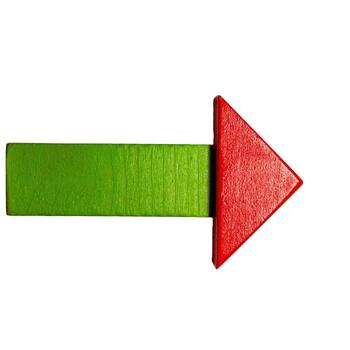 A geometric arrow composed of three-dimensional cubes symbolizes direction, guidance, progress, and navigation. photo