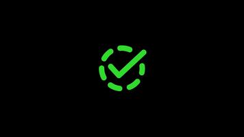 Animated checkmark icon with a dashed circle for success and completion video