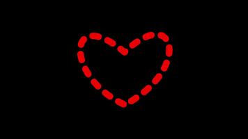 animerad röd hjärta ikon med en prickad linje ansluter till den på en svart bakgrund video