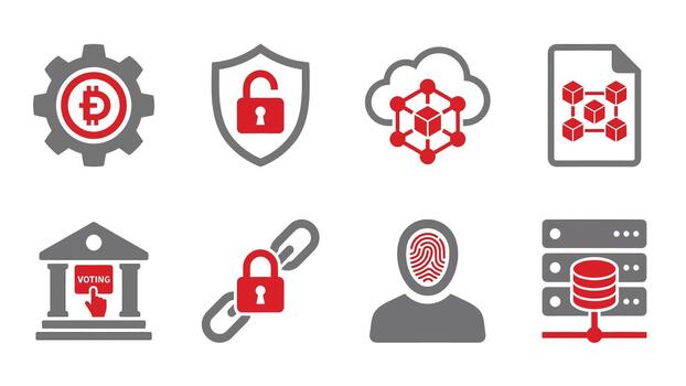 digital seguridad y datos íconos conjunto vector