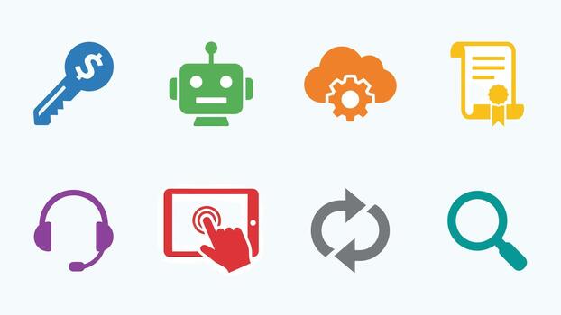 Digital Services Icons Technology Concepts Assortment vector