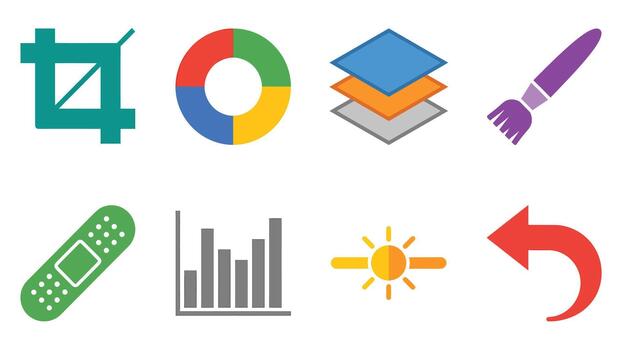 Collection of Graphic Design and Data Icons Set vector