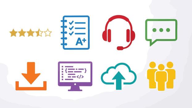 sitio web Servicio íconos colección clasificación código apoyo charla vector