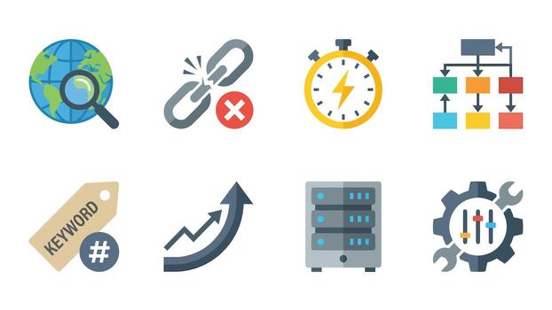 Digital Marketing And Website Optimization Icons Set vector