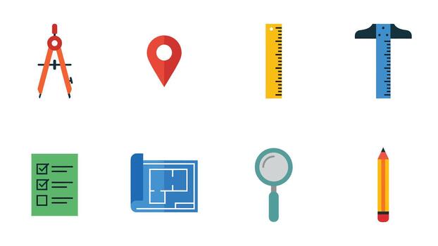 Drafting Tools and Planning Icons for Design Projects vector