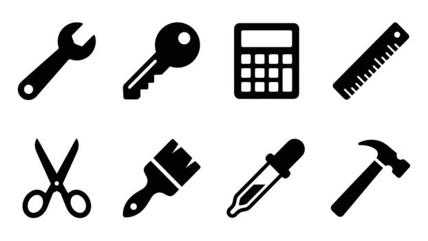 Essential toolkit icons for design and creation vector
