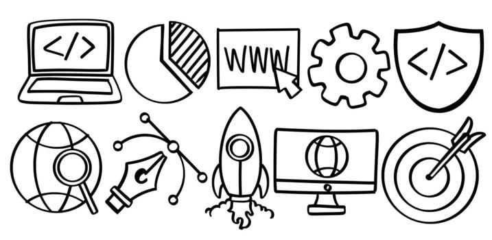 conjunto de web desarrollo tema aislado vector