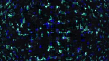 digital píxeis cintilar e através curvado rede superfície. abstrato futurista fundo com brilhando dados movimento e cyber energia fluxo para tecnologia, ficção científica visuais, movimento Projeto. desatado ciclo 4k video