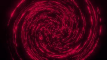 röd lysande virvel virvlande med roterande rörelse. abstrakt energi tunnel bakgrund med lysande partiklar och hypnotisk djup. sci-fi design, trogen digital rörelse. sömlös slinga 4k video