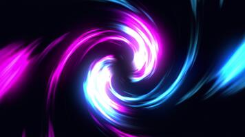 blauw en roze gloeiend draaikolk wervelende Aan donker achtergrond. helling ronddraaien abstract tunnel met vloeistof metalen licht en dynamisch energie stromen voor futuristische ontwerp, sci-fi beelden, beweging achtergronden video