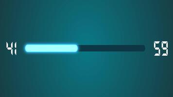 Digital progress bar with countdown timer and neon glow effect video