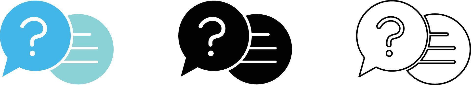 Overlapping speech bubbles displaying a question mark suggesting confusion and uncertainty vector