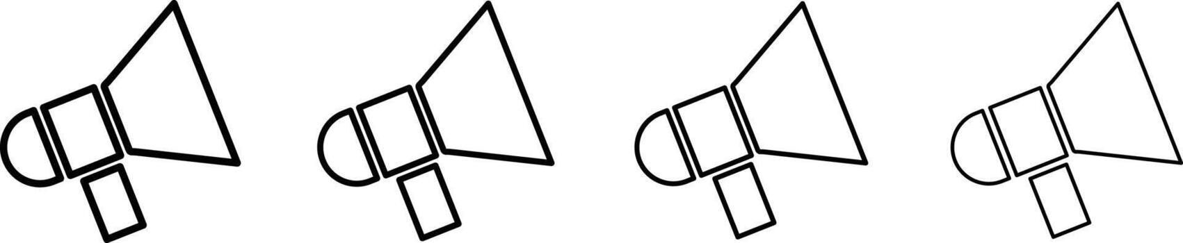 Line art megaphones announcing in a white space conveying a message of communication vector