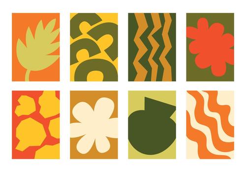 Collection of abstracts, designs, frames and backgrounds for creating posters, postcards and flyers. A colorful set of templates and simple decors for printing and design for a wedding, birthday, ect. vector