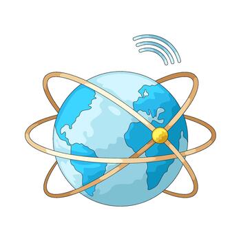 Globe with Rings and Wifi Signal vector