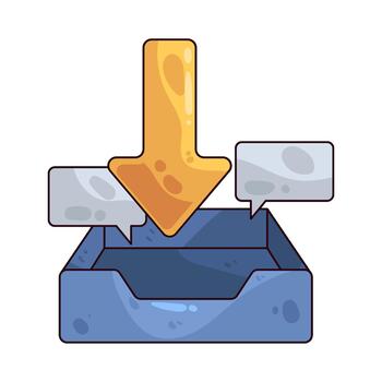 Inbox With Arrow and Speech Bubbles Illustration vector