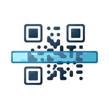 ilustración de un qr código con escanear línea vector