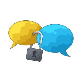 Secure Communication with Padlock and Speech Bubbles vector