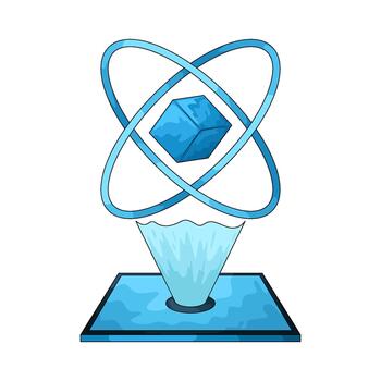 Hologram of Cube and Orbitals vector