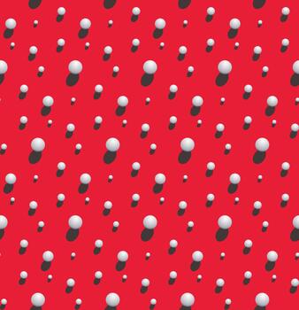Red seamless pattern with scattered 3D white spheres and realistic shadows vector