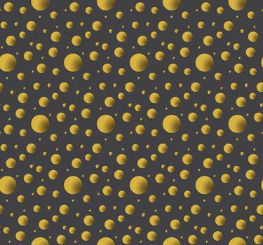 Seamless dark gray pattern with scattered gold colored gradient polka dots texture vector