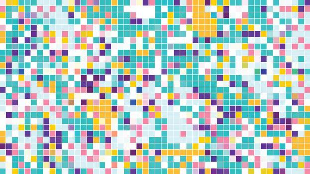 vibrante y vistoso pixelado mosaico cuadrícula con geométrico cuadrado formas antecedentes vector