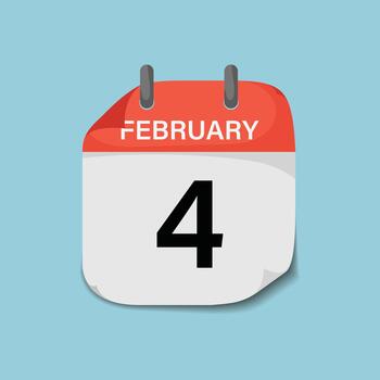 February fourth page calendar icon template for events date reminder scheduling vector