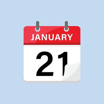 January twenty first calendar icon flat design style daily schedule reminder for week vector