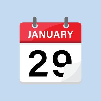 January twenty ninth calendar icon flat design style end of month business schedule vector
