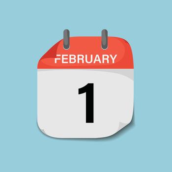 February first page calendar icon template for events date reminder scheduling vector