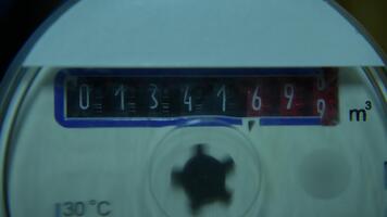 Close-Up of a Water Meter, Showing Display With Current Meter Reading, Cubic Metres. Concept For Meter Readings, Water Bills video