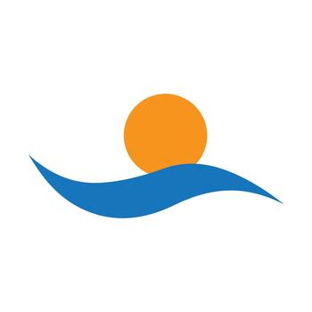 Mirrored Double-Wave Bands Flowing Beneath A Sharp Halo-Style Sun Symbol vector