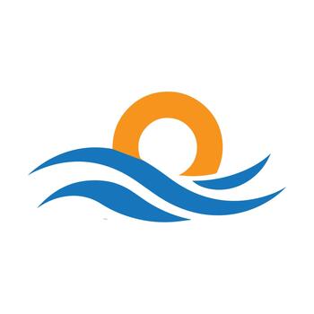 Seamless Continuous-Line Wave-And-Sun Emblem Showing Elegant Symbolic Flow vector