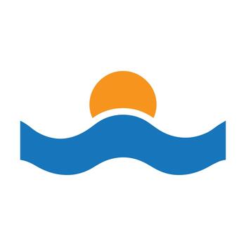 negrita angular en forma de rayo ola debajo un compacto medio sol símbolo vector