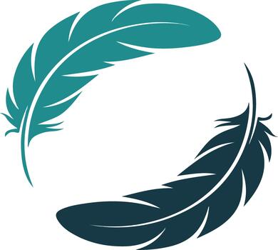 Two feathers in a circular pattern vector