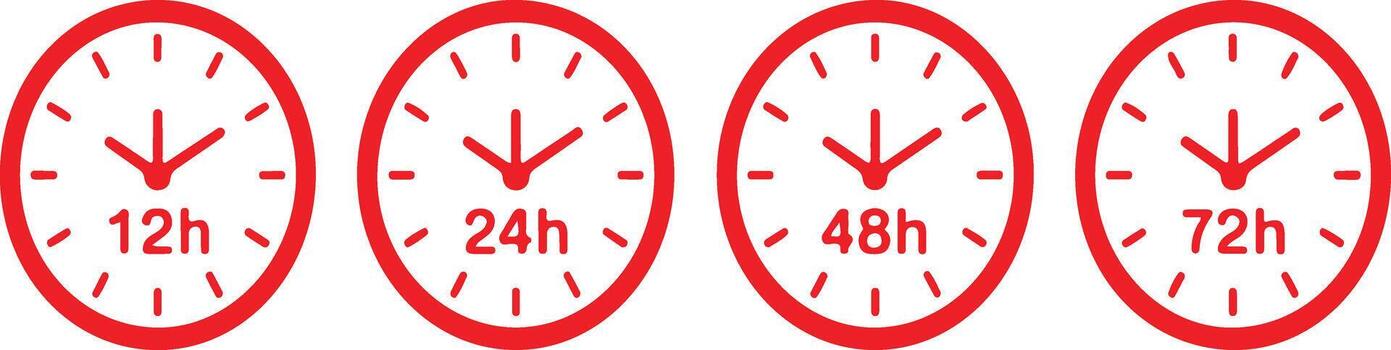 Clocks showing different hour intervals vector